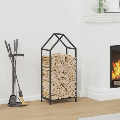 vidaXL - Brandhoutrek - 40x25x90 - cm - koudgewalst - staal - zwart