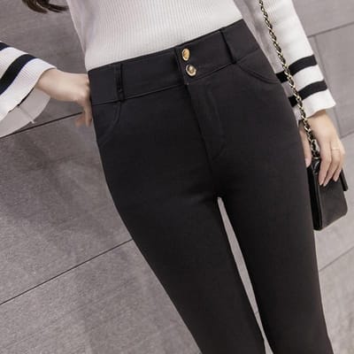 Leggings voor Vrouwen Draag Dun Herfst Nieuwe Koreaanse Stijl Veelzijdig Hoge taille Afslankend en Strak Zwarte Broek S gray