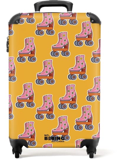 NoBoringSuitcases.com - Koffer - Retro disco rolschaatsen patroon kleurrijk - Past binnen 55x40x20 cm en 55x35x25 cm - Trolley handbagage - Valiezen met wieltjes volwassenen - Reiskoffer op wielen - Rolkoffer lichtgewicht