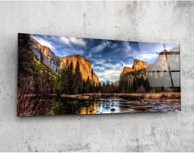 Panorama Glasschilderij - Natuur - Berg - Landschappen - Wall Art - 92 x 36 cm
