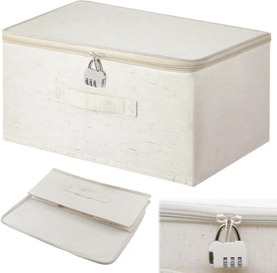 Veilige opbergdoos met combinatievergrendeling, ideaal voor kleding, speelgoed en medicijnen (40 x 30 x 21 cm)