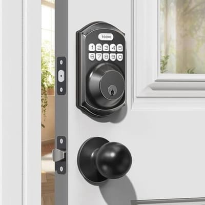 Keyless Elektronisch Toegangsdeurslot met Toetsenbord en Handvat - Slimme Deadbolt Slot voor Eenvoudige Installatie - Mat Zwart