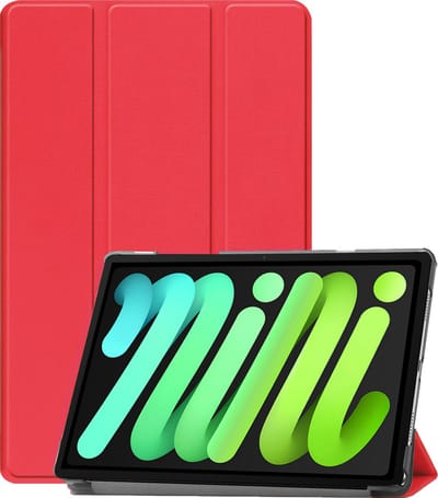 Hoesje Geschikt voor Apple iPad Mini 7 (2024) - 8.3 inch - 7e Generatie - Dun & Stevig - Trifold Bookcase - Hard Cover - Hardcover Book Case - Tablet Hoes - Rood