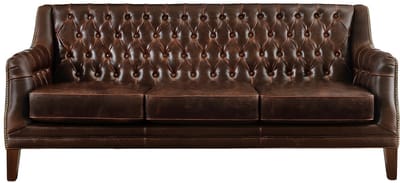 Vente-unique Driezitsbank van leer COLBERT - Bruin