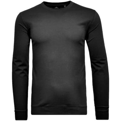 Ragman T-Shirt Uni Color Round Neck Long Sleeve Bottom Rib Zwart / male