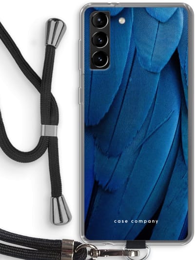 Hoesje met koord geschikt voor Samsung Galaxy S21 Plus hoesje met Koord - Pauw - Telefoonhoesje met Zwart Koord - Bescherming aan alle Kanten en Over de Schermrand