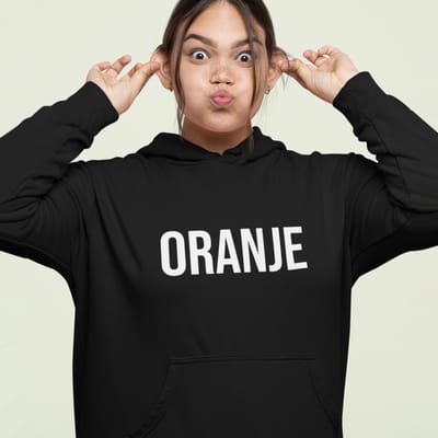 Zwarte EK WK Koningsdag Hoodie Oranje - Maat XL - Uniseks Pasvorm - Oranje Feestkleding