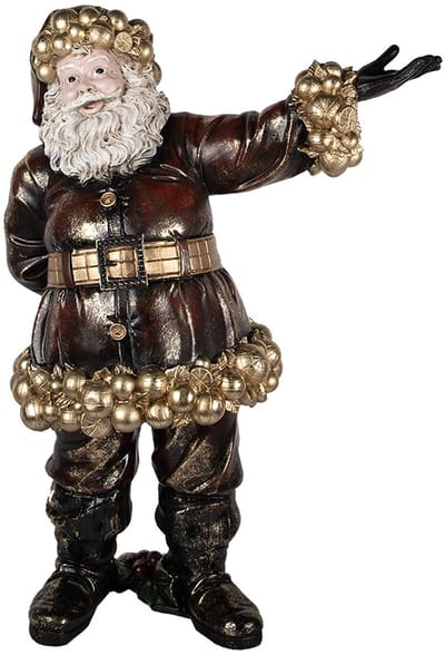 Clayre & Eef Kerstdecoratie Beeld Kerstman 58x33x76 cm Rood Goudkleurig Kunststof