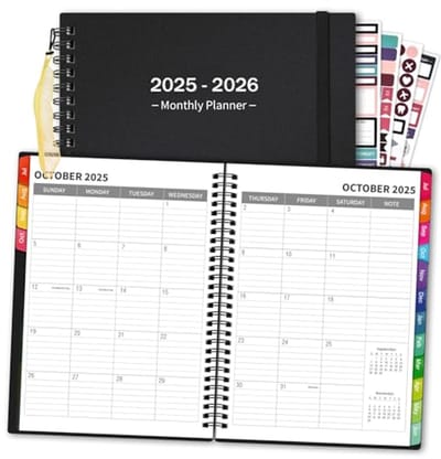 Grote Maandplanner 2025-2026 | 18 Maanden Academische Kalender met Tabbladen en Zak | Voor Vrouwen, Leraren en Studenten | Juli 2025 - December 2026