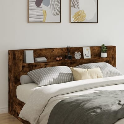vidaXL - Hoofdbordkast - met - LED - 220x16,5x103,5 - cm - gerookt - eikenkleurig