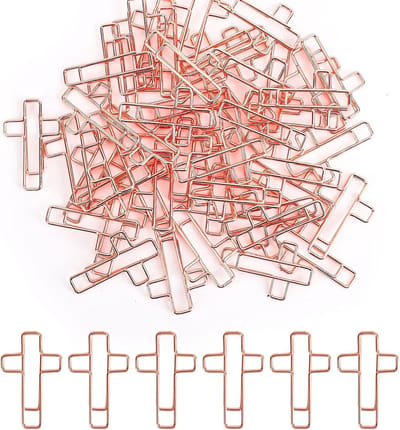 Kruisvormige Paperclips - 100 Stuks - Bijbel Markers, Kantooraccessoires en Cadeau voor Christenen in Roze Goud
