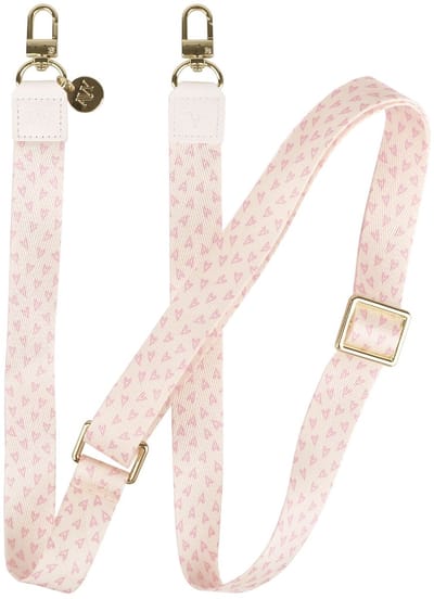 AVY Verstelbaar Crossbody Telefoonkoord | Cupid Blush | Lang Nylon Koord | Universeel voor alle Hoesjes | Geschikt voor iPhone, Samsung en meer | 130cm | Hartjesprint | Roze