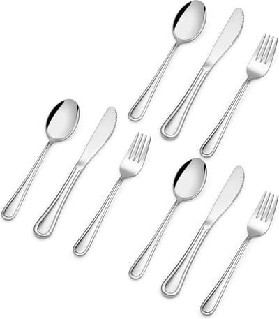 9-delig RVS Kinderen Bestekset met Lepel, Vork en Mes voor Peuters, Veilig en Gezond, Geschikt voor Vaatwasser, Perfect Cadeau voor Doop of Verjaardag