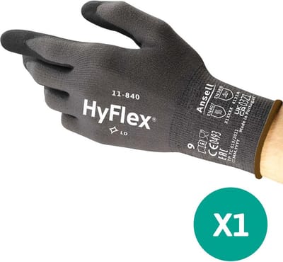 HyFlex® 11-840 - Werkhandschoen, DIY, Garage, Montage, Tuin, XL, Zwart, 1 paar