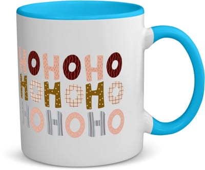 Akyol - kerst ho ho ho koffiemok - theemok - blauw - Kerstmis - kerst beker - winter - kerst - christmas - kerst cadeau - 350 ML inhoud