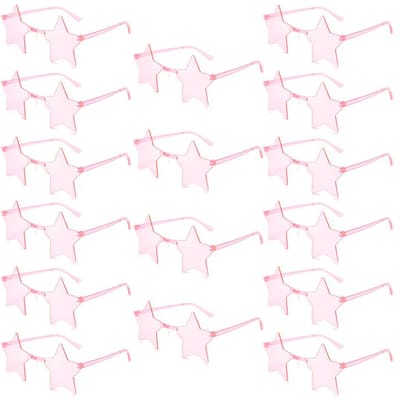 Nouvel Ensemble Élégant Couleur Bonbon Nuances Lunettes de Soleil Tendance Mignonnes Accessoires de Fête pour Femmes KAMMPT 1216 Pack Lunettes de Soleil Sans Monture Forme Étoile as pciture shows