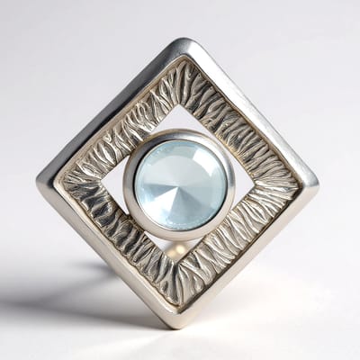 Cavill - Zilveren Hanger - 925 Sterling Zilver - Hemelblauwe Topaas 3 254 ct Ronde Cabochon - Modern Minimalistisch Ruitvormig