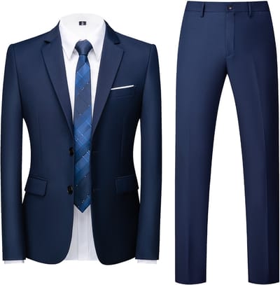 ALLTHEMEN Tweedelig Herenpak - Twee knoops Middenspleet Slim Fit - Zakelijke en Avondkleding - L