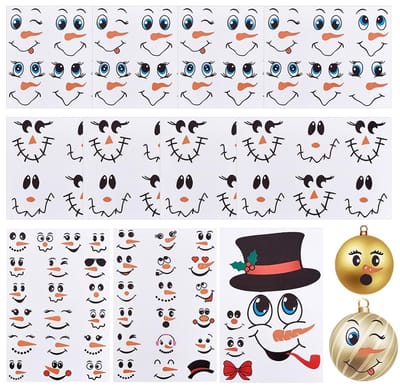 Dailygoods- Gezichtstickers 62 Stuks - Kerst Sneeuwpop Stickers - PVC Muurstickers - Huisdecoratie - Cadeauoptie - Afmetingen 194x288 mm
