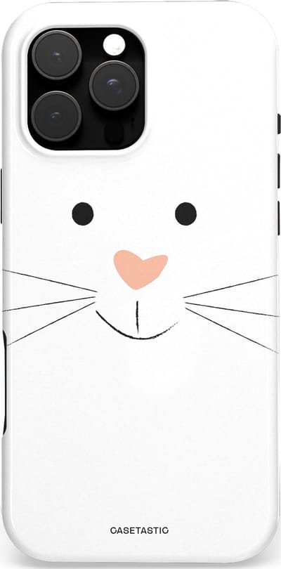 Casetastic Hoesje Geschikt voor Apple iPhone 16 Pro Max Magsafe - Stijlvolle Beschermende Duo-layer Case - Bunny Konijnen Gezichtje