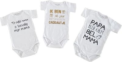 romper baby set met tekst jongen meisje korte mouw 3 stuks| liefste mama, blijf kalm papa en ik ben het mooiste cadeautje dit jaar| maat 62-68 | kraamcadeau kraamkado aankondiging bekendmaking zwangerschap cadeau voor de liefste aanstaande