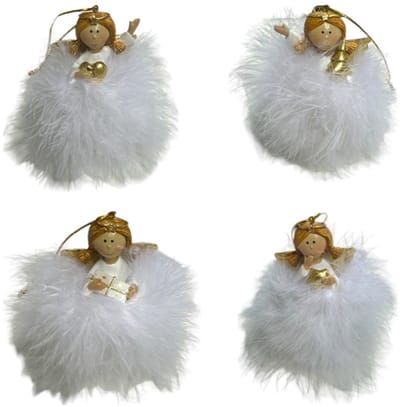 Ornament - Angel - Suzy - LED verlichting - Wit/Goud - 4 stuks