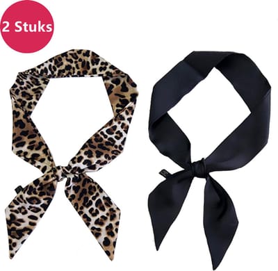 LIXIN Set 2 Stuks Elegant Stijlvol Dames Sjaal - Kleur 1 - 90x5 cm - Dames nek sjaaltje - Pols sjaal - Sjaaltje - Meiden - Dames - Vrouwen - Meisjes - Damesmode accessoires van handtas, jurk, hoed