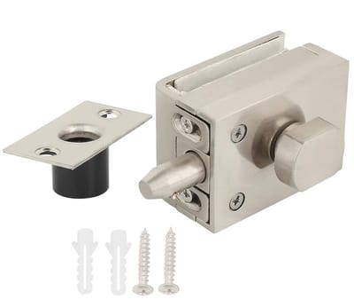 Dailygoods- Glazen Deurslot Robuust - Glazen Deurklink - Vergrendelingsplaat - Messing/Zinklegering - Voor Badkamer/Winkel - Geschikt voor 10-12 mm Glas - Deurgreep
