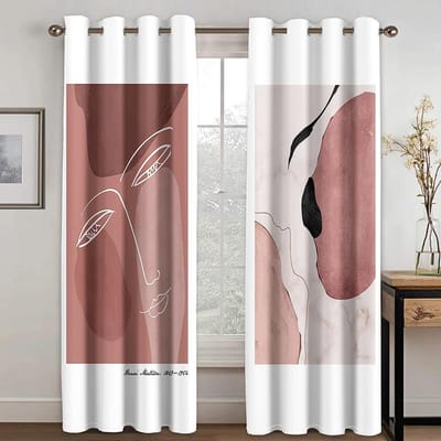 2 Panelen Zon Abstract Ontwerp Geometrisch Ontwerp Kunst Moderne Eenvoud Semi-verduisterend Dunne Gordijnen voor Raam Slaapkamer cortinas Decor 100W130H(CM)40x51in&rod pocket