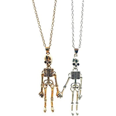 Bixorp Friends Halloween BFF Ketting voor 2 met Skelet - Goud & Zilverkleurig - Vriendschapsketting