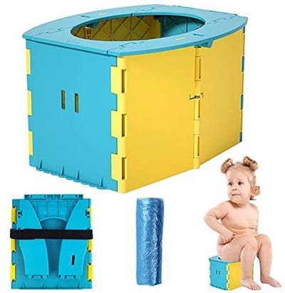 Draagbare Vouwtoilet voor Kinderen, Reisvriendelijke Toiletten met 10 Wegwerpcompartimenten, Geschikt voor Binnen en Buiten