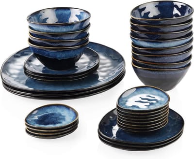 ApexArte® Serviesset 33-delig - Serviessets - Bordenset - Chique Bordenset - Porselein - Blauw