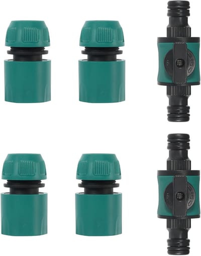 Hose Coupling met Controleklep, 6 Stuks Wateraansluitingen voor 1/2 Inch Tuinslang, Snelle Verbinding en Afsluitkraan voor Tuingebruik