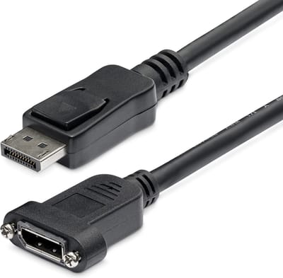 DisplayPort Panel Mount Cable - Video / audio cable - DisplayPort (M) - DisplayPort (F) - 3 ft - molded latched - black