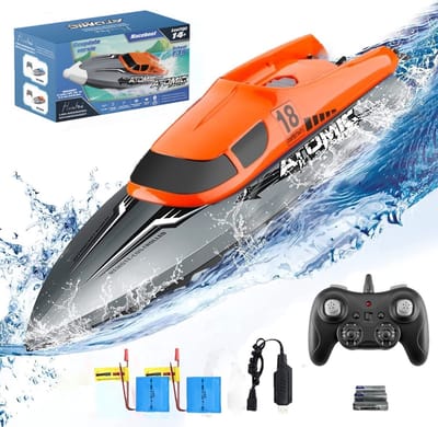 Huntex 2.4 GHz RC Afstand Bestuurbare Oranje/grijze Speedboot - 25-30 km/h snelheid - Bereik van 150 m - Speelgoed boot met 2 oplaadbare Li-ion accu's en batterijen voor de afstandsbediening