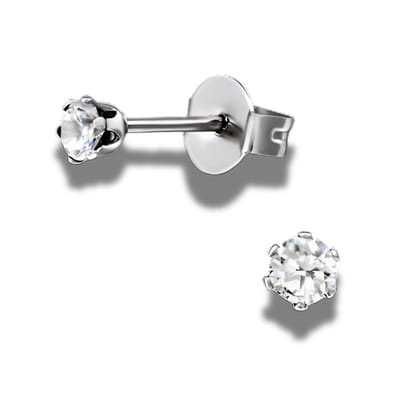 Oorstekers - oorbellen - met zirkonia - 3mm - edel staal - hypoallergeen