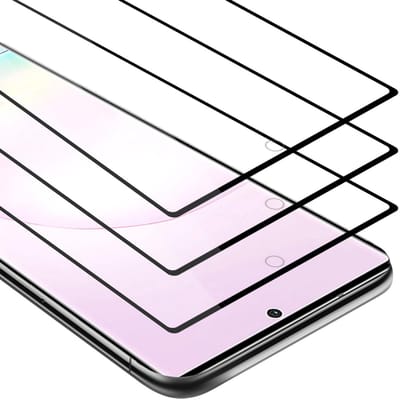 Cadorabo 3x Screenprotector geschikt voor Samsung Galaxy NOTE 20 PLUS Volledig scherm pantserfolie Beschermfolie in TRANSPARANT met ZWART - Getemperd (Tempered) Display beschermend glas in 9H hardheid met 3D Touch