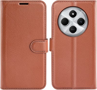 Coverup Hoesje - Geschikt voor Xiaomi Redmi 14C Hoesje - Coverup Book Case - Bruin