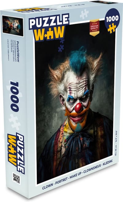 Puzzel Clown - Portret - Make up - Clownsneus - Kleding - Legpuzzel - Puzzel 1000 stukjes volwassenen