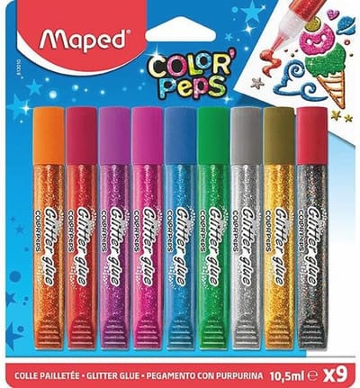 Glitterlijm voor Kinderen - 9 Kleuren voor Creatief Knutselen