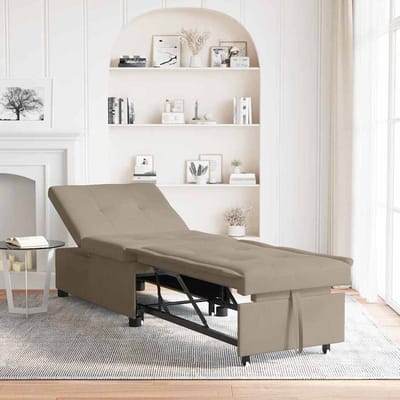 vidaXL - Uittrekbare - Slaapbank - Taupe - 194 - x - 67 - x - 82 - cm - Microvezel