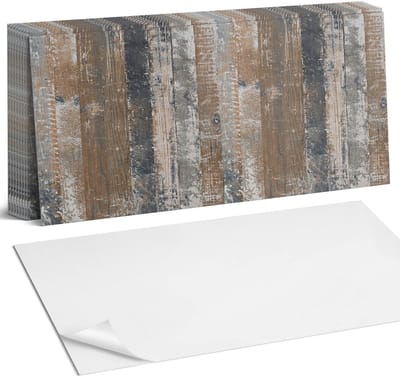Coloray Plaktegels - Planken in natuurlijke stijl Zelfklevende Wandtegels - 40 cm x 20 cm - Bruin Plaktegels - 10 stuks - Rechthoek PVC Tegels - Plaktegels Badkamer - Vloertegels Zelfklevend - Vinyltegels Vloer Zelfklevend - Portugese Tegels