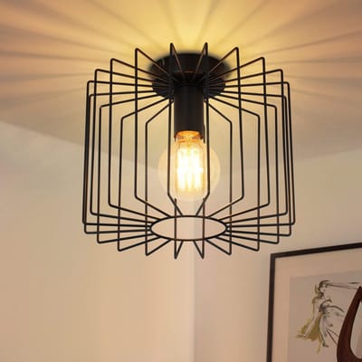 NETTLIFE Plafondlamp E27 – zwart – Metaal - 27cm - Vintage Plafondverlichting – Metaal - Kooi Hallamp - voor Eetkamer | Slaapkamer | Woonkamer – Max. 40 W-excl. lichtbron