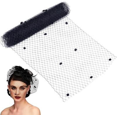 Jhubersproducts - Zwarte Sluier Neting - Bruidssluier - 5 Yards - Polyester - Hoofdtooi - Decoratie voor Bruiloft - 25cm Breed