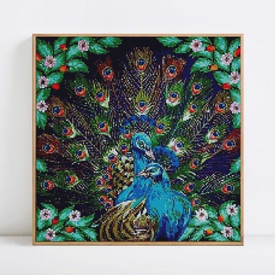 Diamant broderie paons 5d diamant peinture pleine perceuse ronde animaux diamant 30x30 black