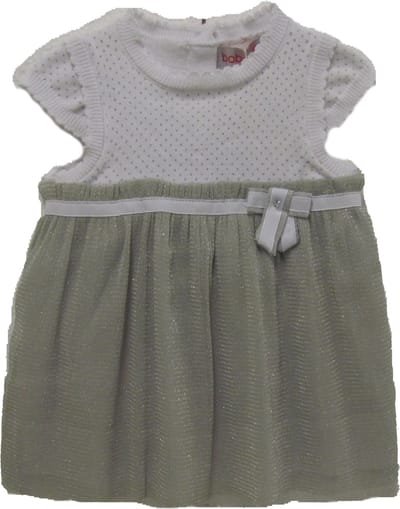 Boboli Baby Meisjes Doop Jurk - feest jurk - Wit/Grijs met Glitters - Maat 68