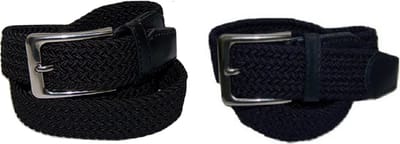 Duopack Zwart Donkerblauw - Elastische Comfort Riem - maat 105 - Gevlochten - 100% Elastisch - Nikkelvrije Gesp