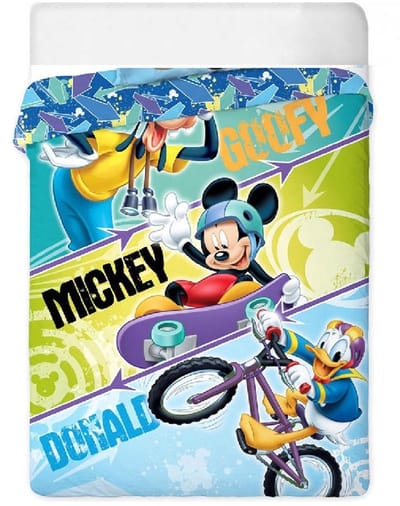 Disney - Mickey Mouse - Goofy - Donald Duck - Bedsprei - Deken - Gevoerd - Gestikt - 140x200 Cm