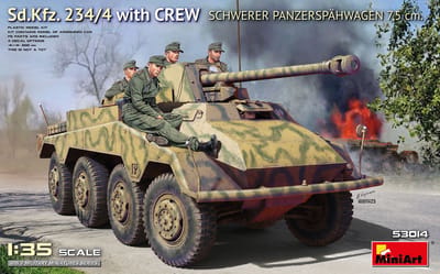MiniArt Modelbouwpakket Militaire voertuigen - 53014 Sd.Kfz. 234/4 Schwerer Panzerspähwagen 7,5 cm met Bemanning WWII - Duitse Pantserwagen Plastic - 1:35 - Modelbouw