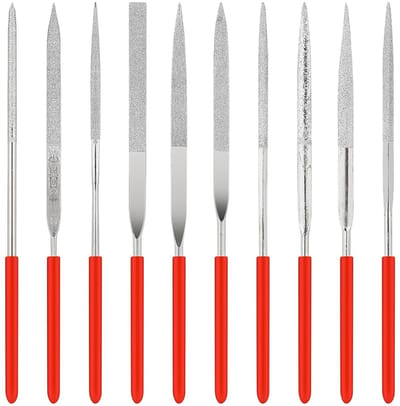 Dailygoods- Mini-Naaldvijlset 10 Stuks - Diamantvijlen - Metalen Vijl - Precisie Vijl - Slijtvast - Zachte Grip - Vijlen